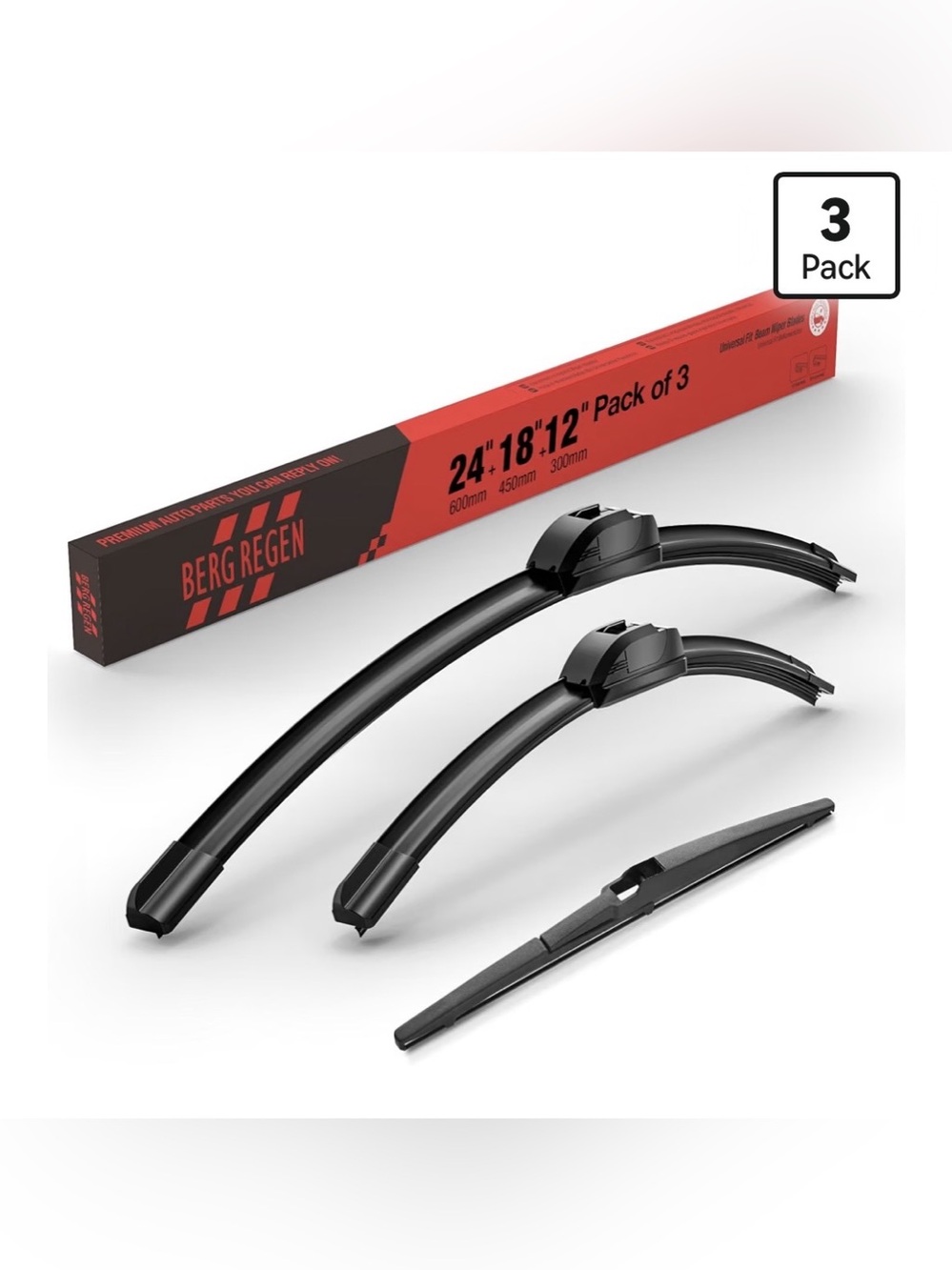 24"+18" Windshield Wiper Blades with 12" Rear for Mazda 3 2014-2018